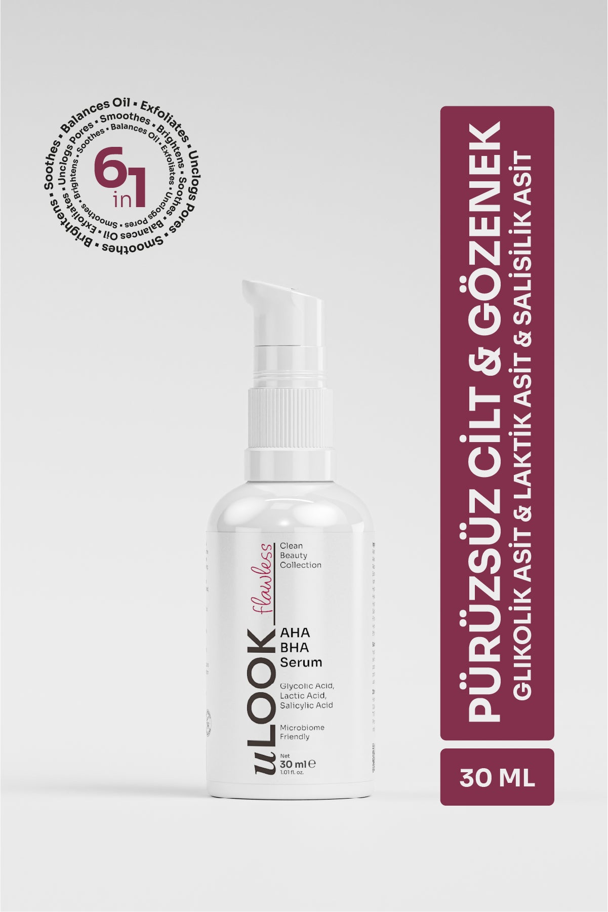 AHA BHA Serum Exfoliating Clean Beauty TR